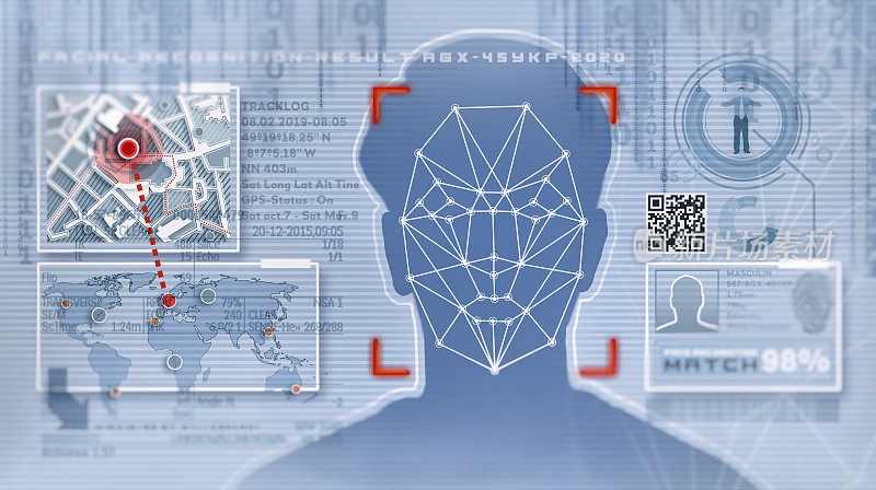 Facial recognition technology concept GUI for authentication